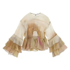 Abstrakt Mønster Beige Bluse