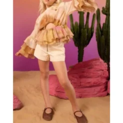 Abstrakt Mønster Beige Bluse