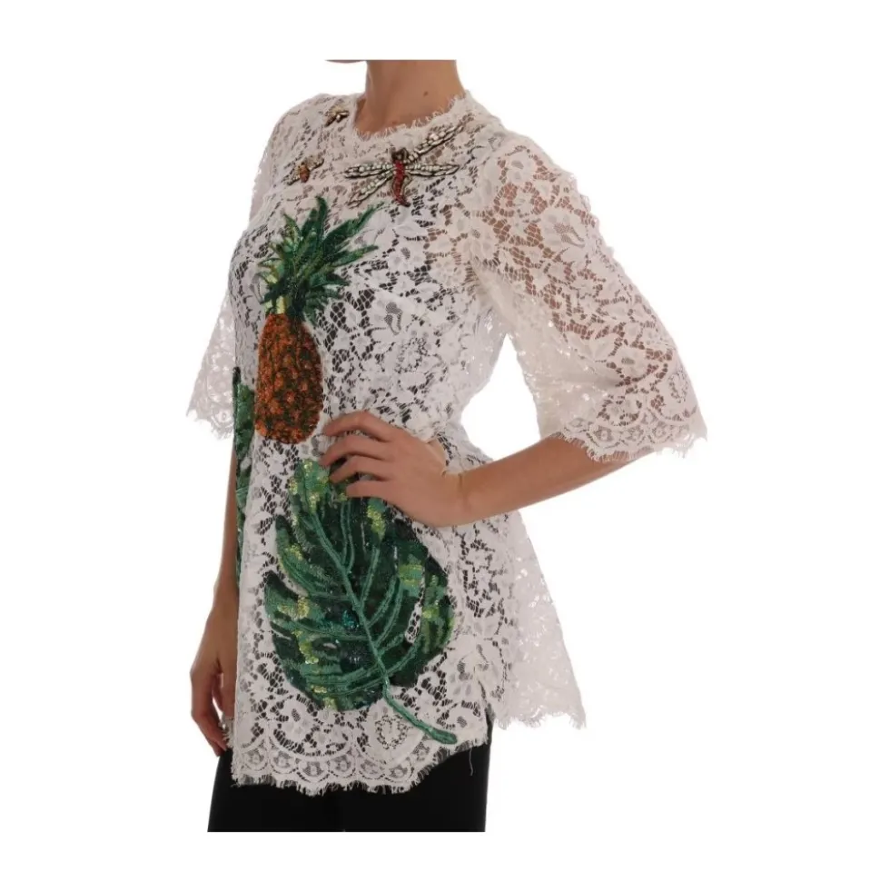 Ananas Blondepyntet Mini Bluse