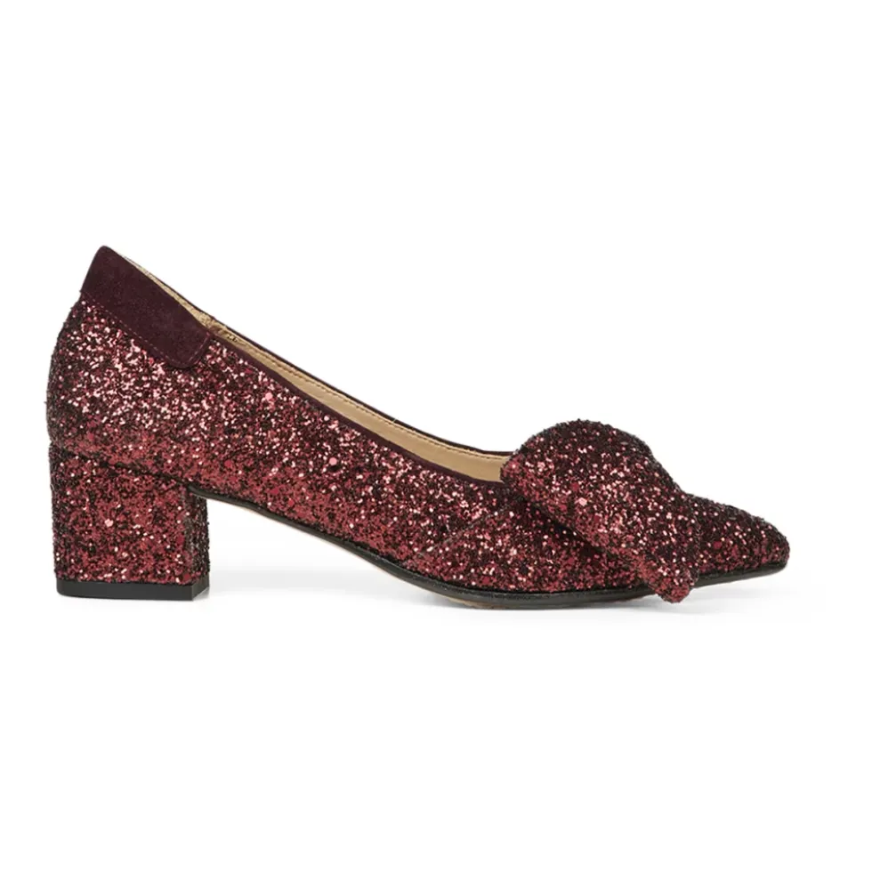 Angulus - Pump Med Sløjfe, 1550 - Bordeaux Glitter / Amarone