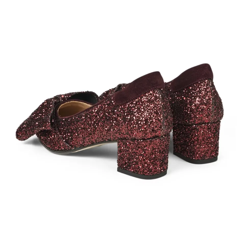 Angulus - Pump Med Sløjfe, 1550 - Bordeaux Glitter / Amarone