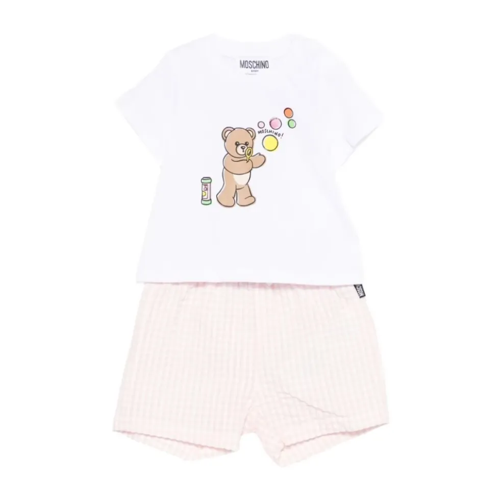 Bear Print Check Two-Piece Set