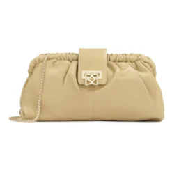 Beige clutch pung taske