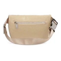 Beige hofte taske med præget mønster