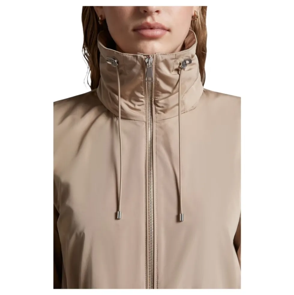 Beige Hættet Parka Jakke
