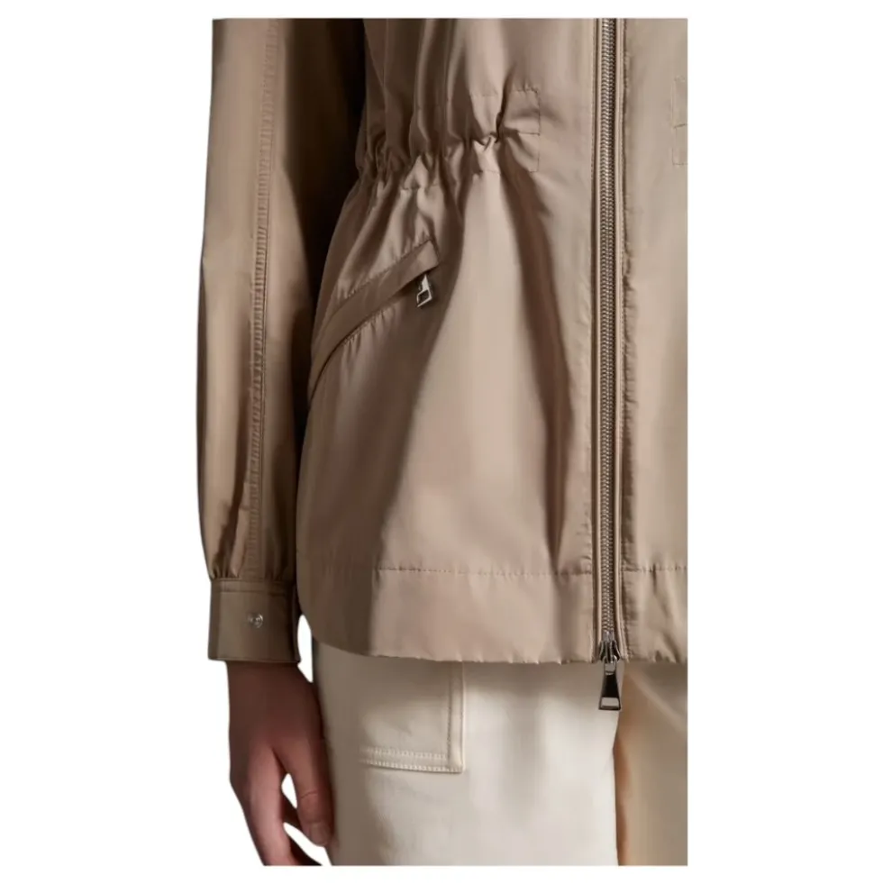 Beige Hættet Parka Jakke