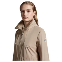 Beige Hættet Parka Jakke