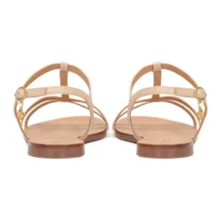 Beige læder ankelrem ballerinaer
