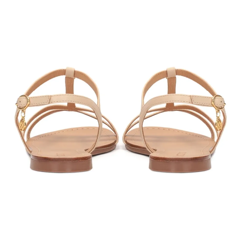 Beige læder ankelrem ballerinaer