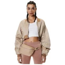 Beige læder hofte taske