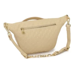 Beige læder nyre præget med monogrammer