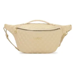 Beige læder nyre præget med monogrammer