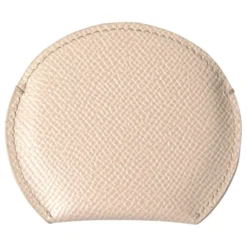 Beige Læder Rundt Logo Håndspejlsholder