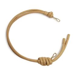 Beige læder skulderrem med oversized knude