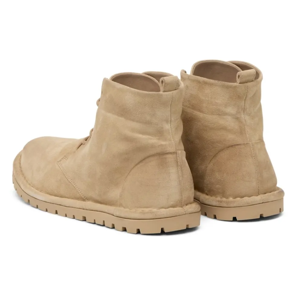 Beige Læder Snørestøvler