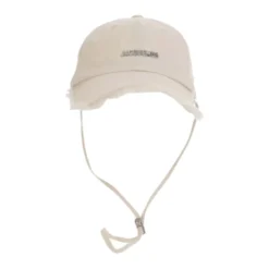 Beige Logo Bomuld Snøre Hat