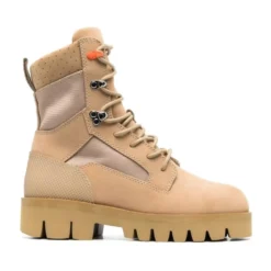 Beige Snørestøvler i Militærstil
