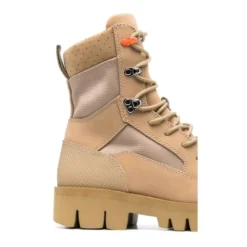 Beige Snørestøvler i Militærstil