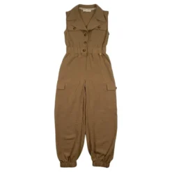 Beige tracksuit med krave og lynlås