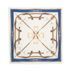 Belting-Print Wool-Silk Square Scarf