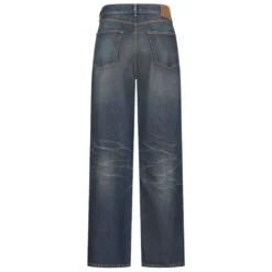 Blå Bomuld Faded Wash Jeans Knap Fly