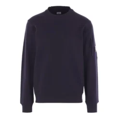 Blå Crew Neck Sweater med Lomme