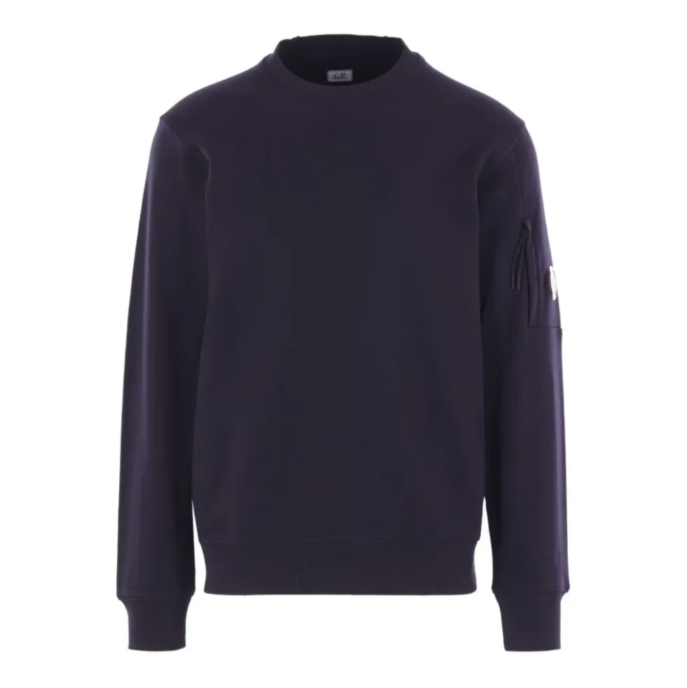 Blå Crew Neck Sweater med Lomme