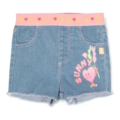 Blå Denim Elastisk Talje Shorts