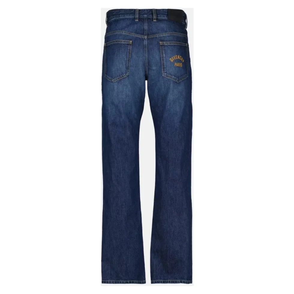 Blå Denim Jeans Lige Pasform