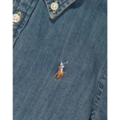 Blå Denim Kjole med Pony Motif