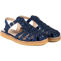 Blå Glitter Sandal med Ankelrem