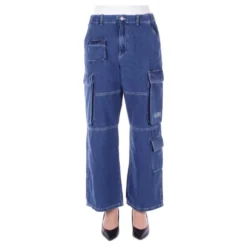 Blå lynlås jeans med lommer