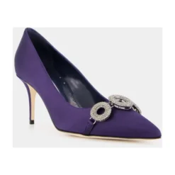 Blå Satin Elegante Hæle med Krystal Broche