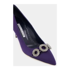 Blå Satin Elegante Hæle med Krystal Broche