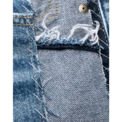 Blå Straight Jeans med 5 Lommer