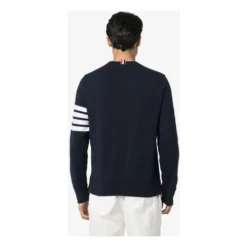 Blå Sweater med 4-Bar Stribe
