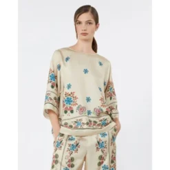 Blusa de sarga de seda estampada