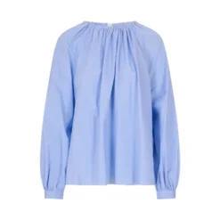 Bluse med rynket hals