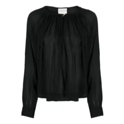 Bohemian Cocoon Sort Silkebluse i Bomuld