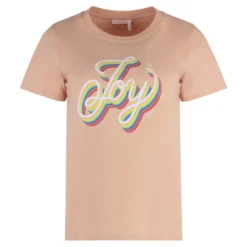 Bomuld T-shirt med Ribbed Krave