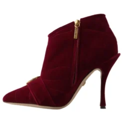 Bordeaux Velvet Ankelstøvler med Lynlås