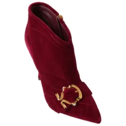 Bordeaux Velvet Ankelstøvler med Lynlås