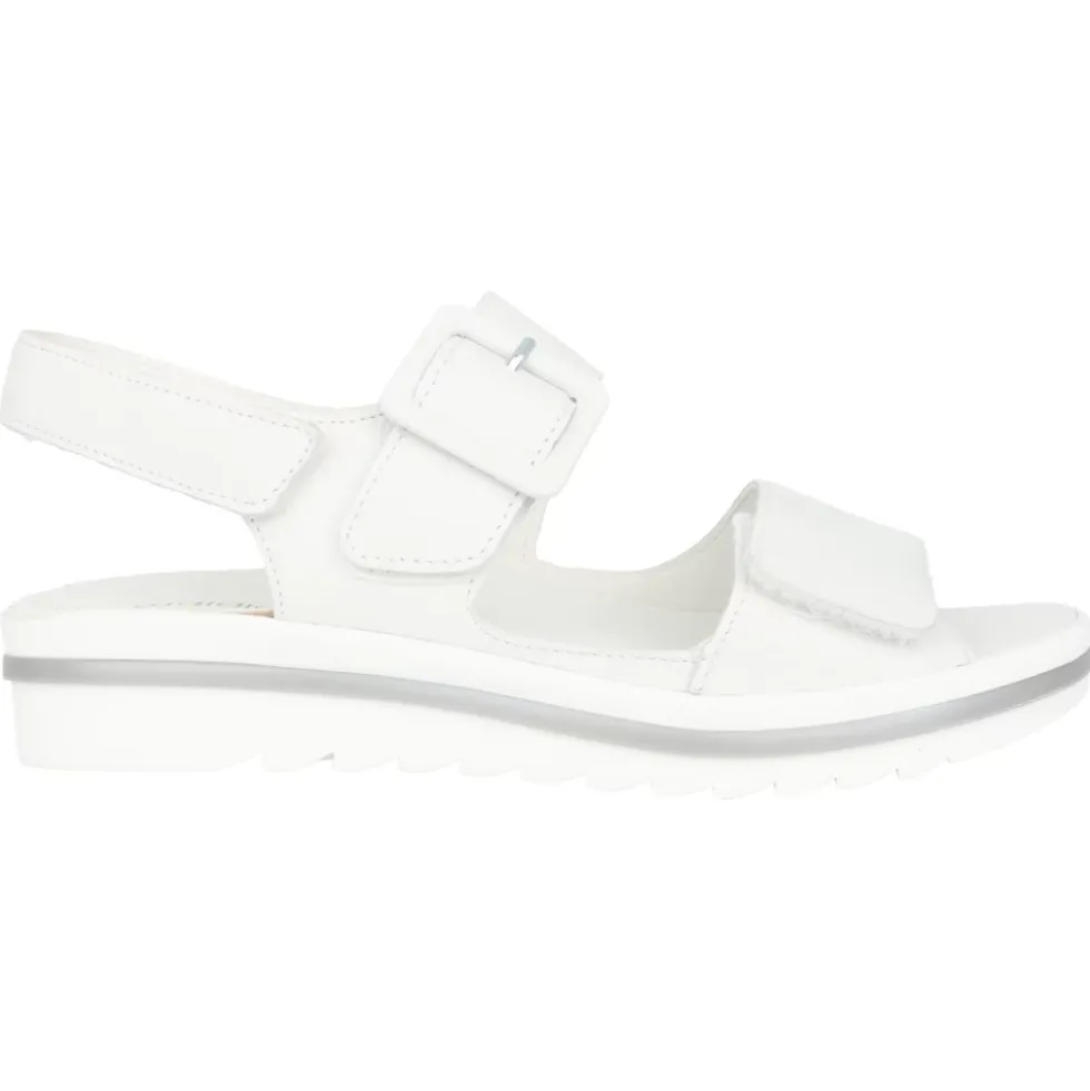 Bred pasform hvid lædersandal