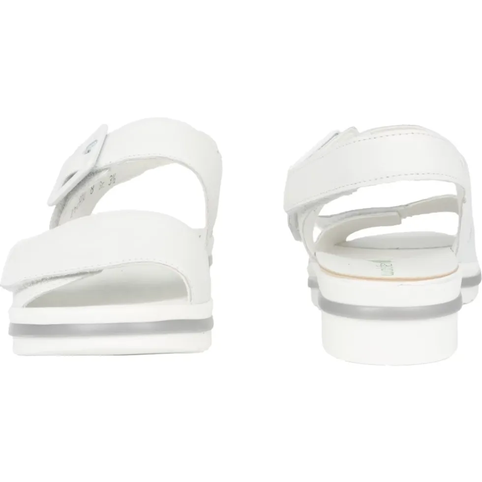 Bred pasform hvid lædersandal
