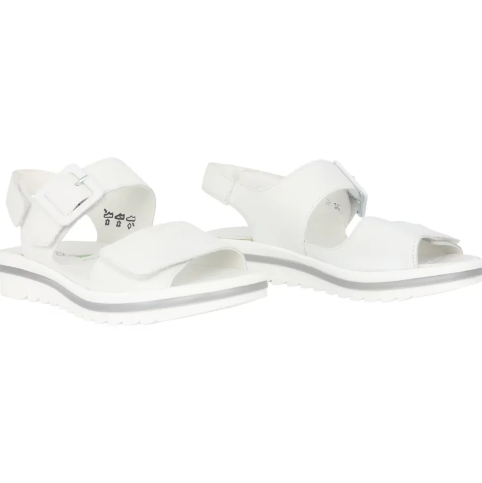 Bred pasform hvid lædersandal