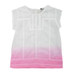Børn Kina Bluse, Kortærmet, Hvid/Rosa