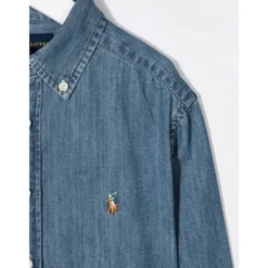 Broderet denimskjorte