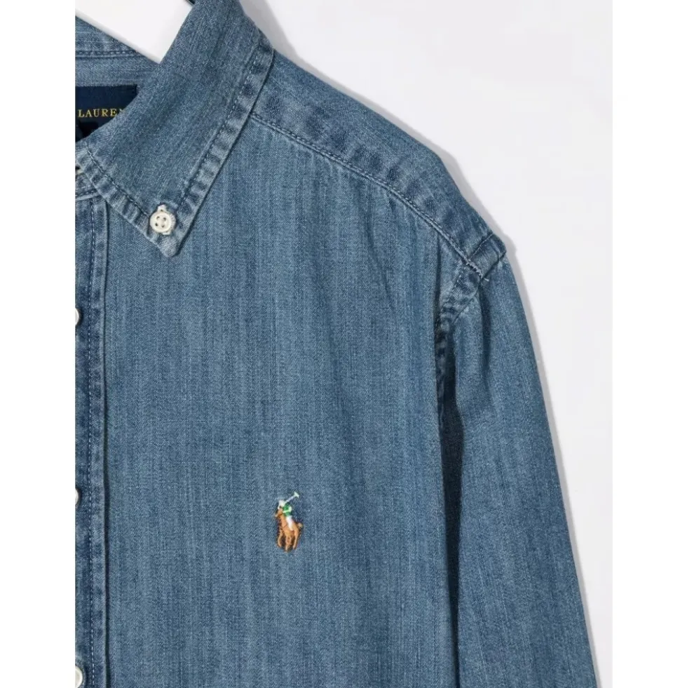 Broderet denimskjorte