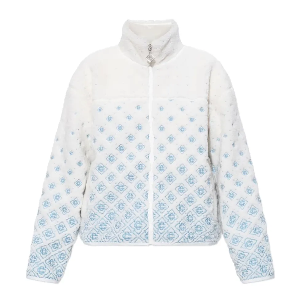 Broderet Gradient Monogram Cropped Fleece Jakke