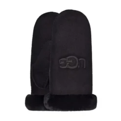 Broderet shearling Handsker Black